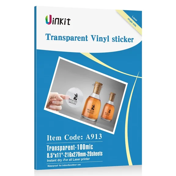 RHEA- Uinkit Printable Clear Sticker Waterproof Transparency Vinyl Sticker O