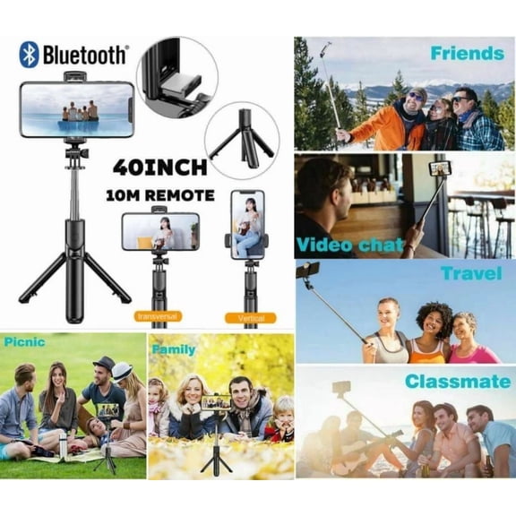 RHEA- Ultra-Compact Foldable 40In Selfie Stick - Motorcycle/Sports For All Phones