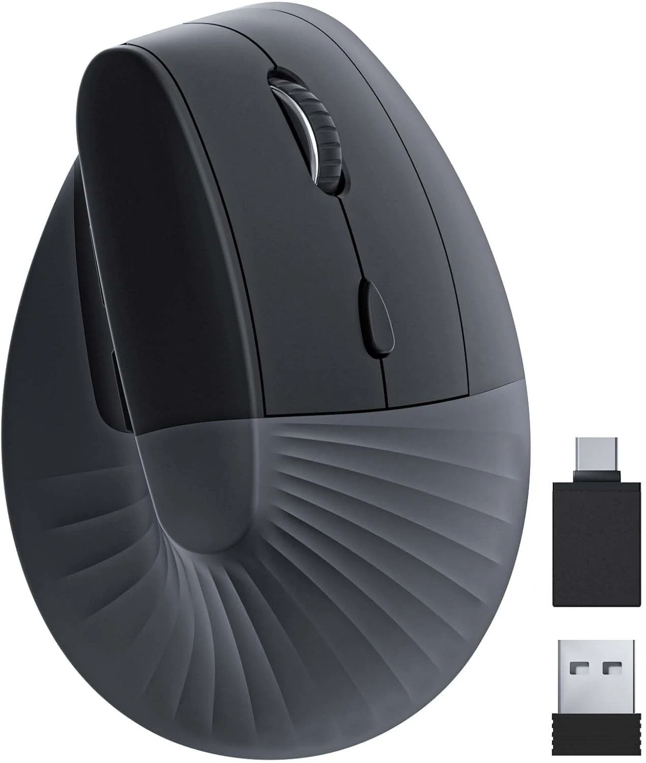 RHEA- Unipows Ergonomic Vertical Mouse, Wireless Type C Rechargeable, Silent, Black