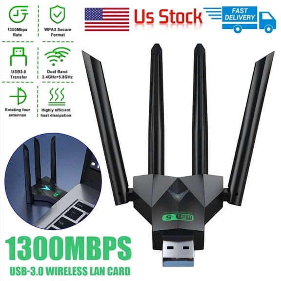 RHEA- Usb 3.0 Wireless Wifi Adapter 1300Mbps Long Range Dongle Dual Band Network Lot