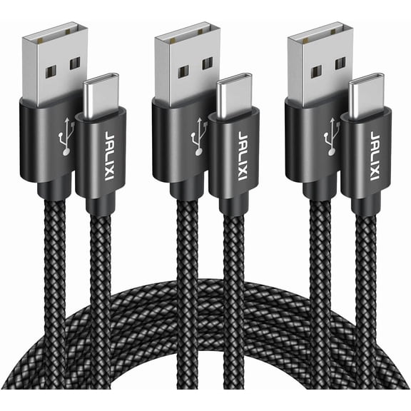 RHEA- Usb To C Cable, (3-Pack, 1/3/10 Ft) Fast Charging 1Ft 3Ft 10Ft, Black