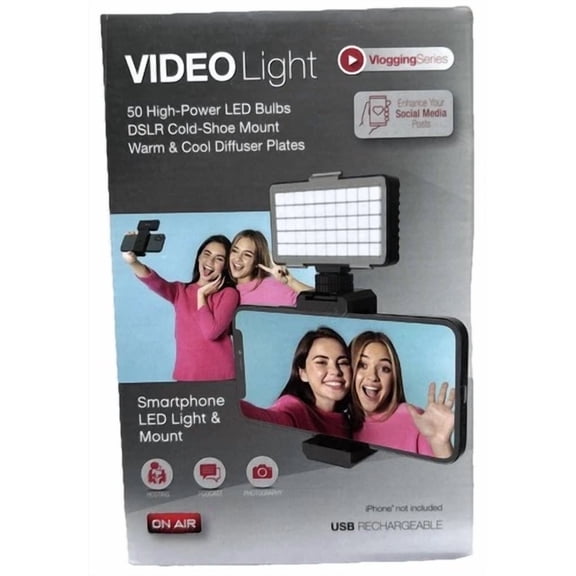 RHEA- Video Light Smart Phone Usb Led Light & Mount Tzumi On Air Vlogging Series {49}