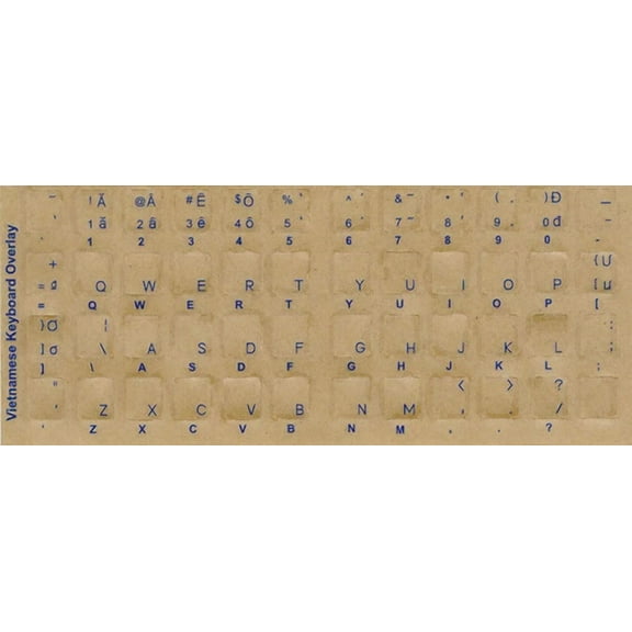 RHEA- Vietnamese Keyboard Stickers Transparent W Blue Letters