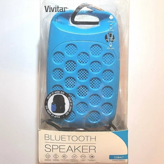 RHEA- Vivitar Infinite Vbt1000 Bluetooth Wireless Rechargeable Clipon Speaker Blue