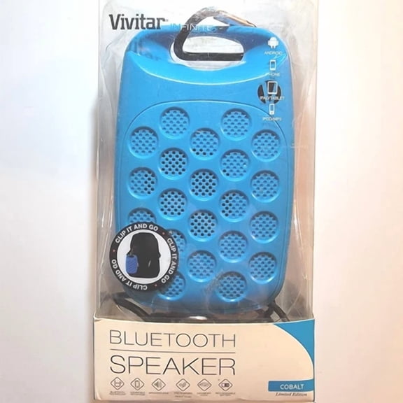 RHEA- Vivitar Infinite Vbt1000 Bluetooth Wireless Rechargeable Clipon Speaker Blue