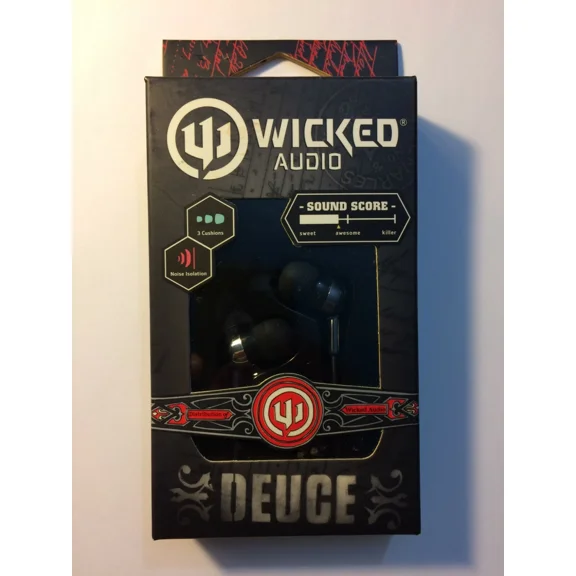 RHEA- Wicked Audio Deuce In-Ear Headphones Earbuds Model Wi-1800 - Black - New In Box