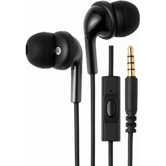 RHEA- Wired Earbuds  Mic, 3.5Mm Jack, 4.2Ft Cable, Black