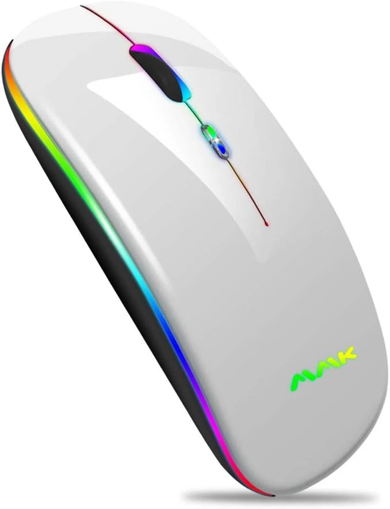 RHEA- Wireless Bluetooth Mouse, Rechargeable Usb Optical Mouse, Led Slim Dual Mode(Blu