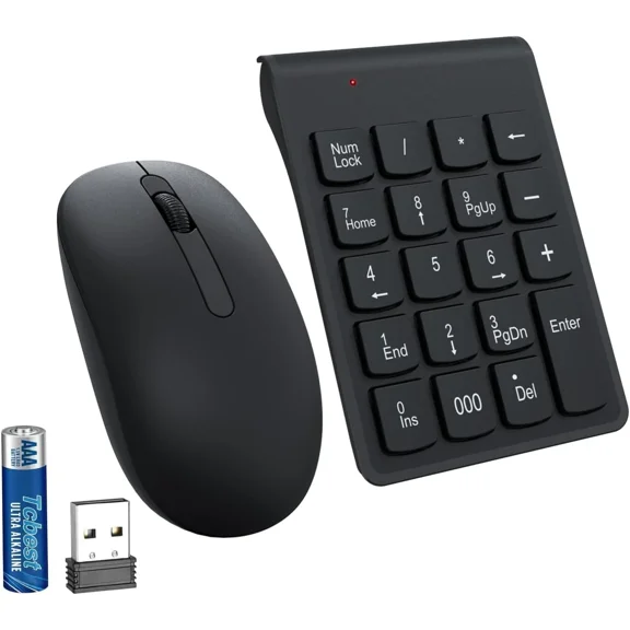 RHEA- Wireless Numeric Keypad Mini 2.4G 19 Keys Number Pad And Mouse With Batteries