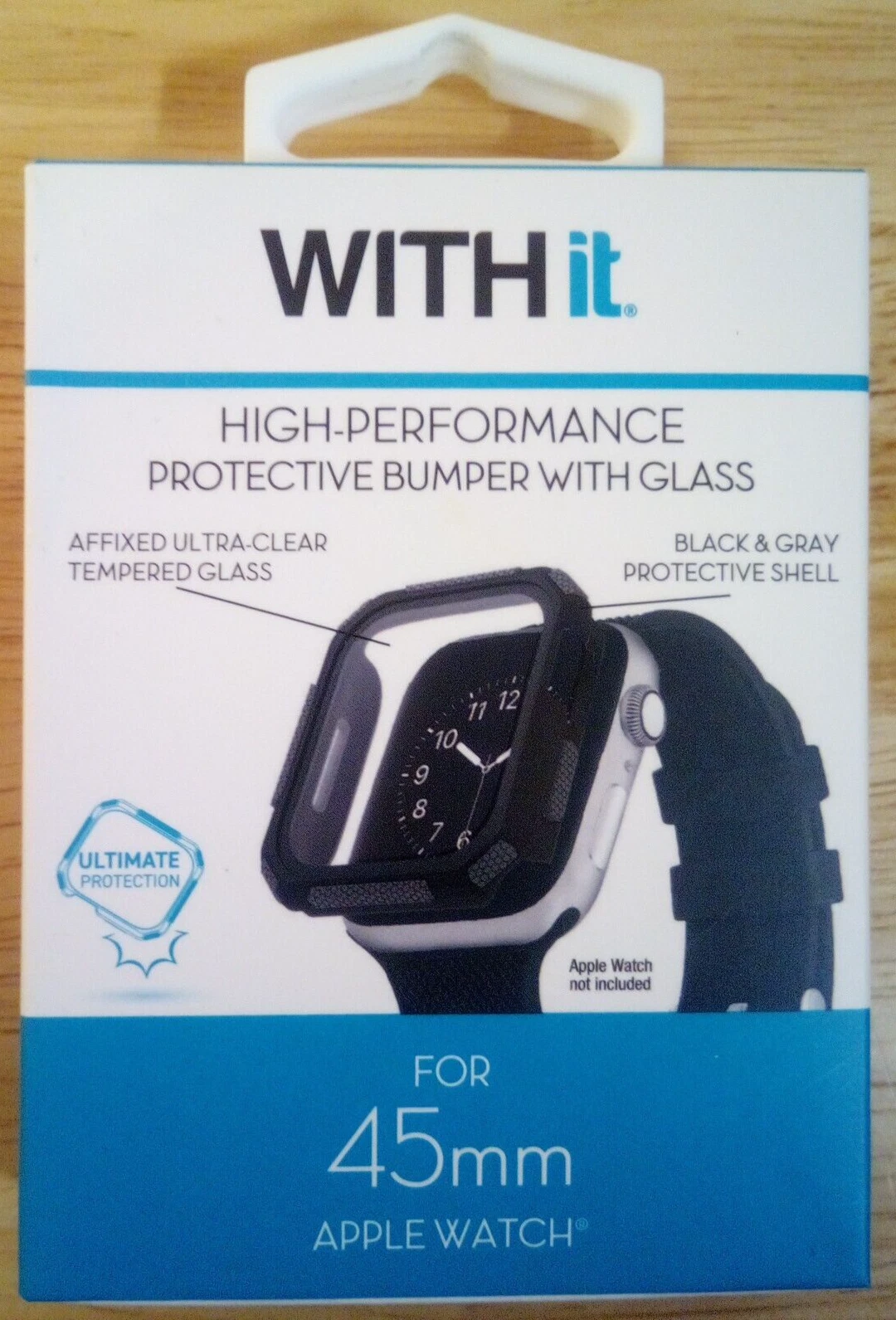 RHEA- Withit High-Performance Bumper With Glass 45Mm Apple Watch Black Gray