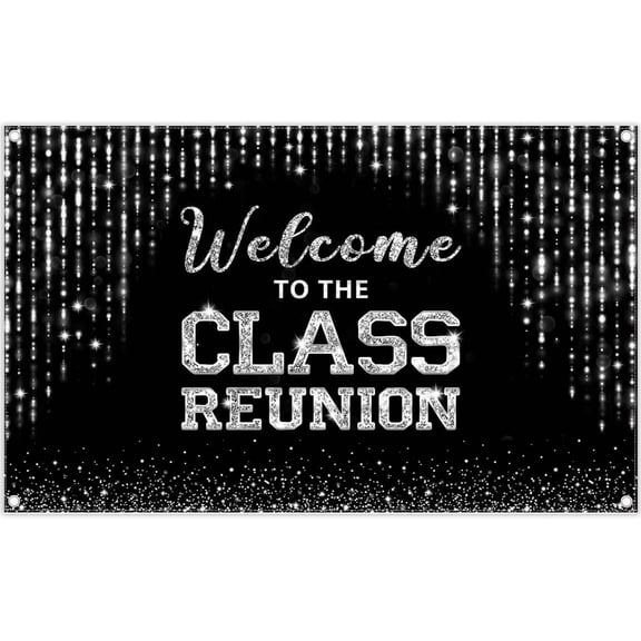 RHEA- Zthmoe 72X43Inch Polyester Class Reunion Backdrop Welcome 72X43Inch, Black