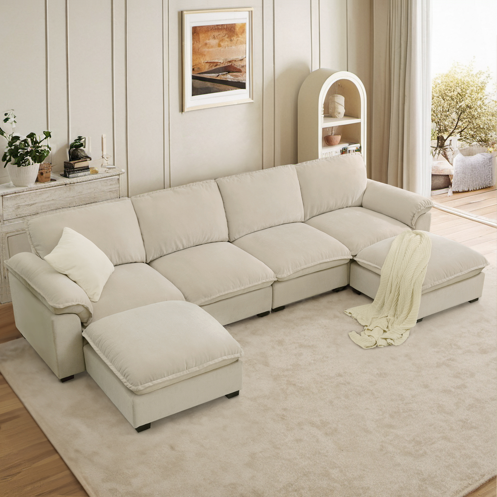 RHF 129" UShaped Modular Sectional Sofa,Free Combination Oversized