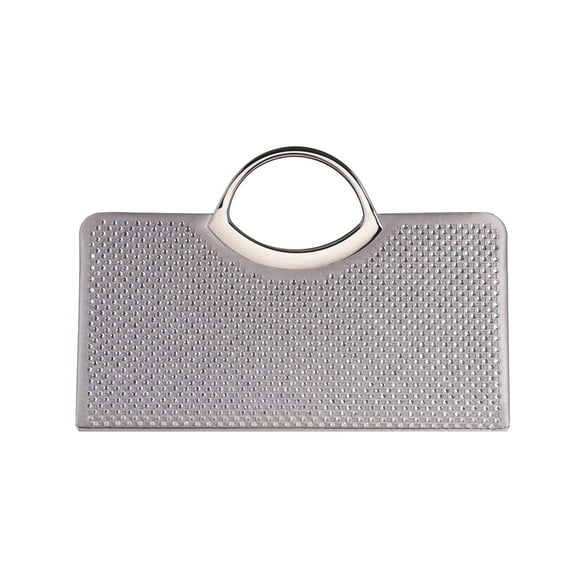 Tango Bag Silver, Rhinestone Covered Satin Fabric Handbag