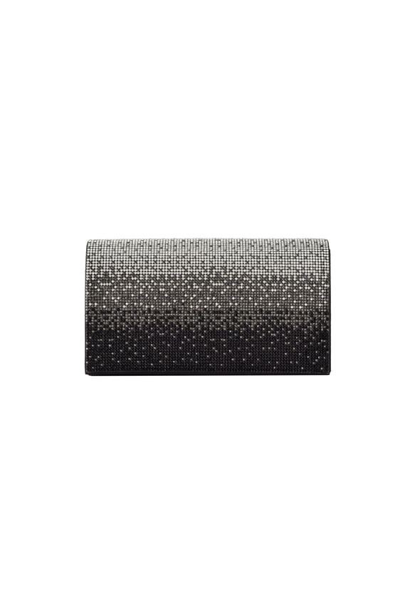 RHINESTONE ENVELOPE CLUTCH BAG, SUE BAG BLACK MULTI