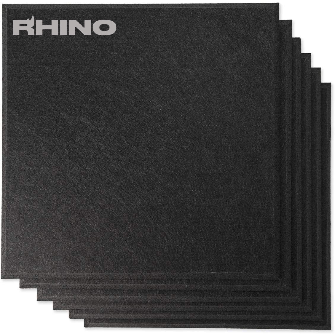 RHINO Acoustic Panel Black 12" x 12" x 0.4" Thick NRC Sound Bass Isolation 6 Pieces Beveled Edges