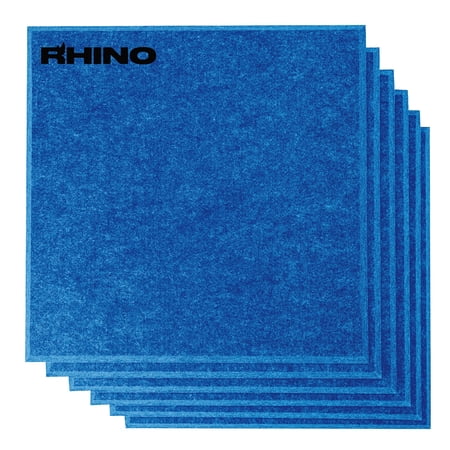 RHINO Acoustic Panel Blue 12" x 12" x 0.4" NRC Sound Bass Isolation 6 Pieces Beveled Edges