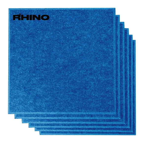 RHINO Acoustic Panel Blue 12" x 12" x 0.4" NRC Sound Bass Isolation 6 Pieces Beveled Edges