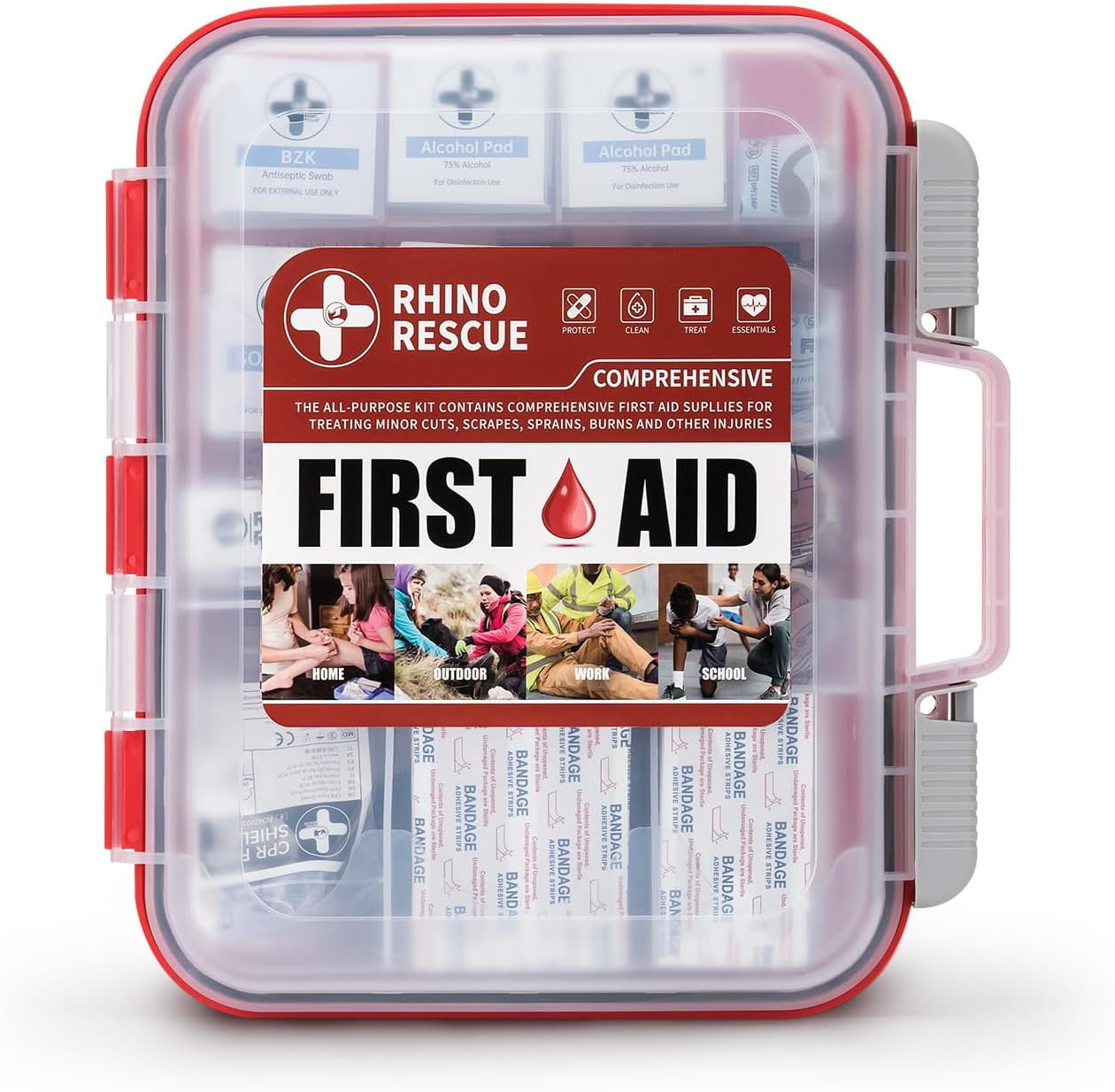 RHINO RESCUE 350 Pieces All-Purpose First Aid Kit, Home & Office Professional Medical Supplies, Ideal for Emergency, School, Business