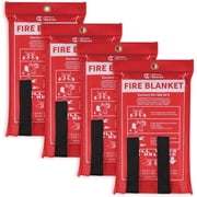 RHINO RESCUE Fire Blanket, 40 40 Fiberglass Emergency Fireproof Gear, Flame Retardant Protection for Home, Kitchen, Camping, Hiking, 4 Count