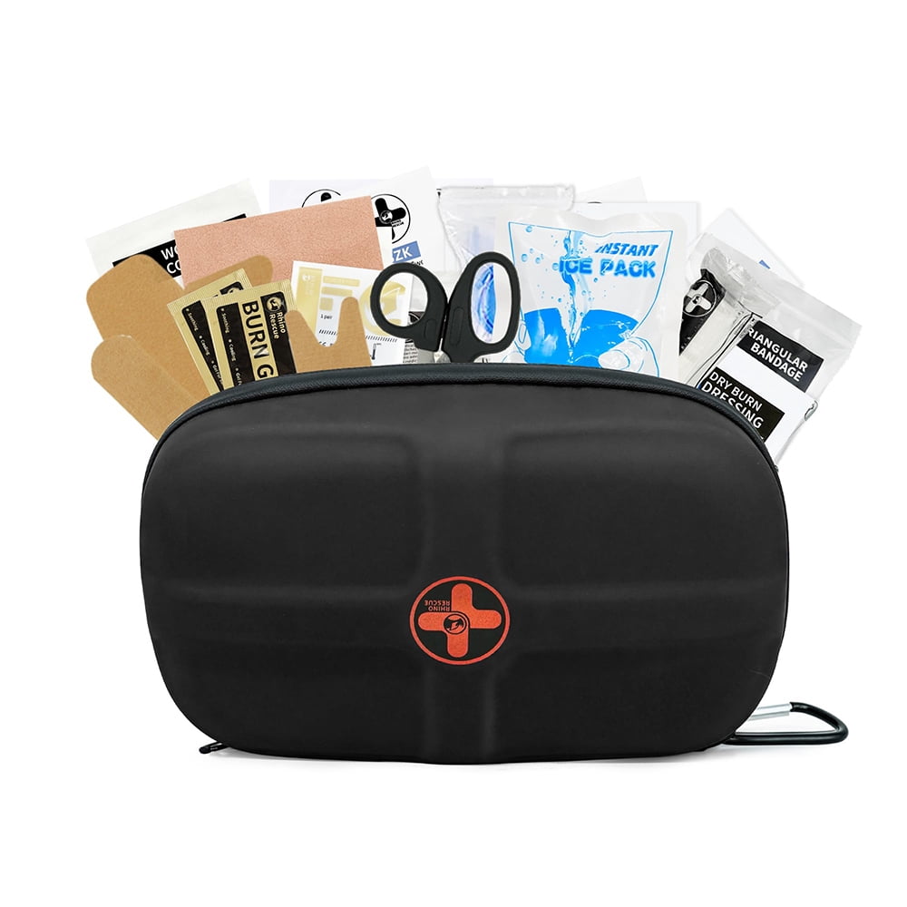 RHINO RESCUE Emergency First Aid Kit, Waterproof & Portable, for Travel, Home, Car, Camping, Hiking (Black)