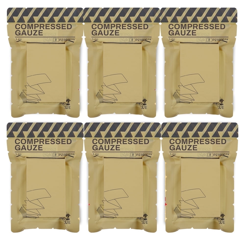 RHINO RESCUE Sterile Compressed Gauze 4.5" x 4.1yd - 6 Pack, First Aid Kit Refill, Breathable Compression Bandage for Wound Care