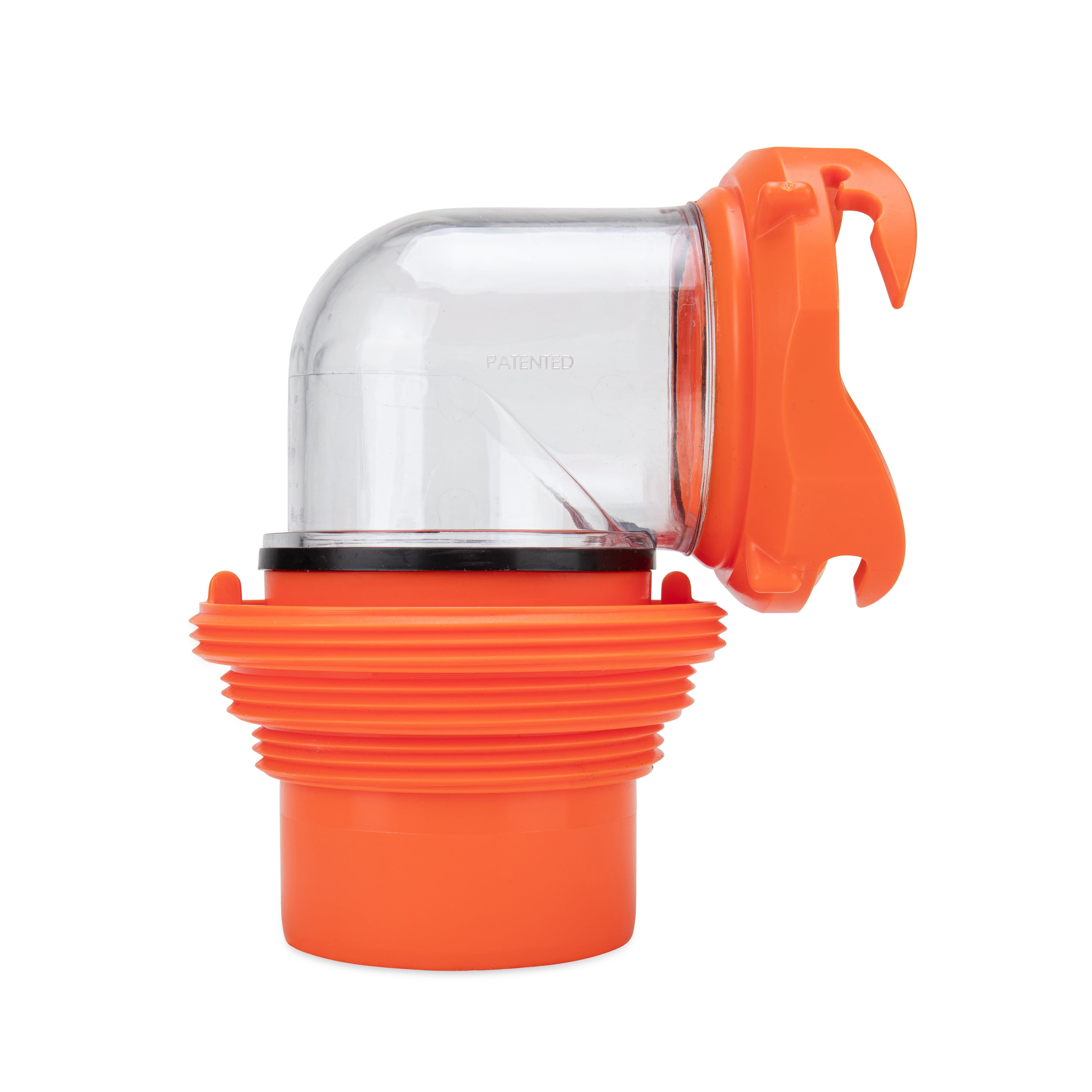 Camco Rhino Clear RV Sewer Hose Elbow with 4-in-1 Adapter - Orange (39736)