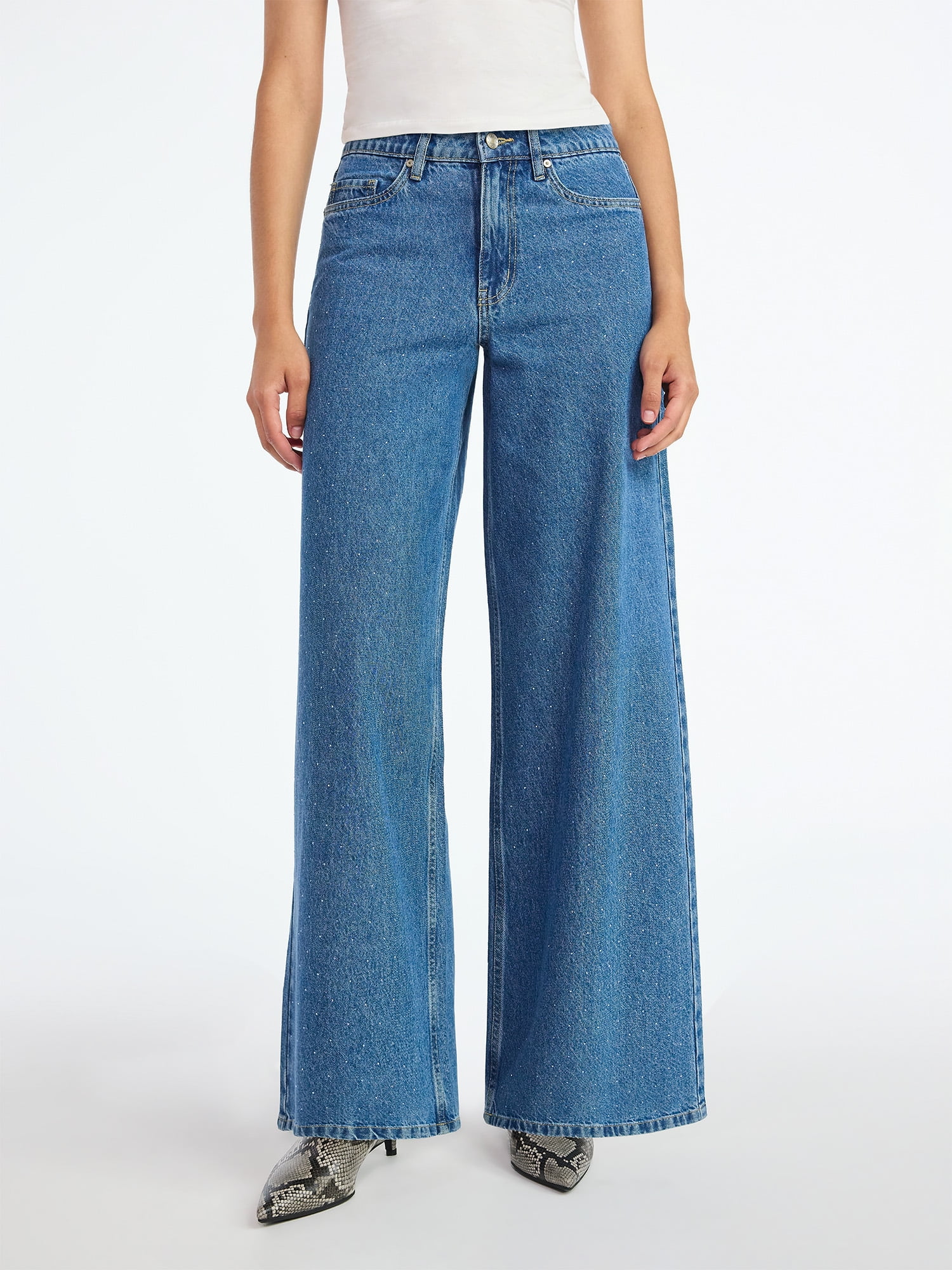 Scoop Women's and Women's Plus Rhinestone Embellished Wide Leg