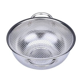RHKT Bellemain Metal Colander with Handle Pasta, Spaghetti, Berry, Fruit, Vegetable,Strainer Basket Stainless Steel Colander Bowl Pot Drainer ,Silver,Stainless steele,22.5x8.5cm,1PC,Basket