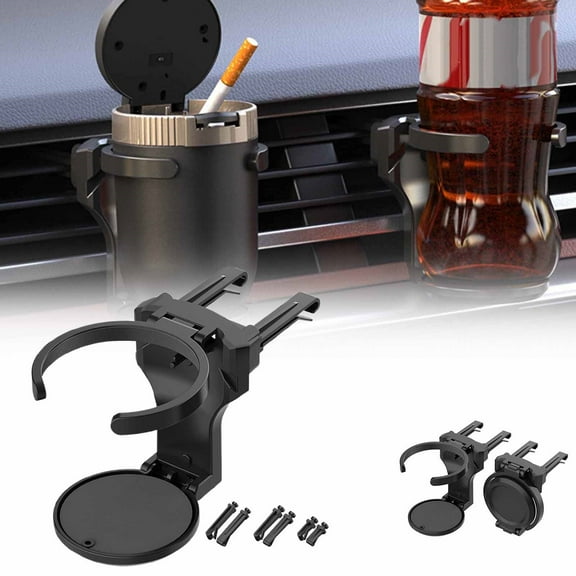RHKT Car Cup Holder, Vehicle Door Cup Holder, Adjustable Folding Drink Holder for Truck Interior, Soda Cans, Water Bottles, Coffee,1PC,7.5*8.5cm,Black,Abs
