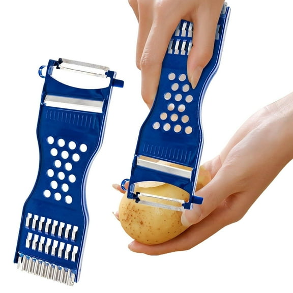 RHKT Handheld Plastic Multifunction Kitchen Peeler Grater Slicer Tool,for Vegetable,Fruit,Cucumber,Potato,Carrots,Cheese,Chef Gadgets Tools,Plastic,Blue,7.9 inch,1PC