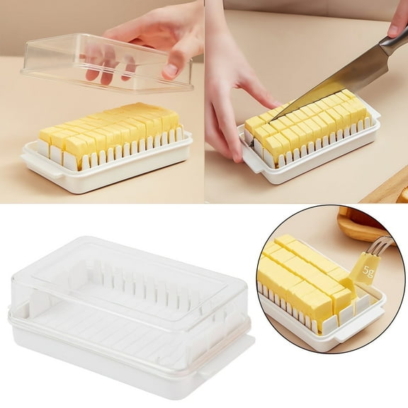 RHKT KITCHENDAO Airtight Butter Dish with Lid for Countertop and Refrigerator Door Shelf, Butter Keeper, Plastic Butter Holder Tray Container for West/East Coast Butter,White,PP,16.5x9.5x5cm,1PC,Dish