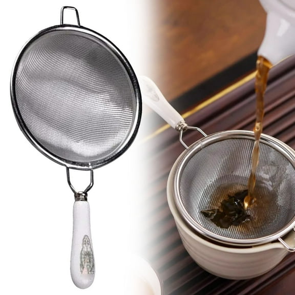 RHKT Kitchen 304 Stainless Steel Fine Mesh Strainer For Kitchen - Sieve Sifters For Food, Tea, Rice, Oil, Noodles, Fruits, Vegetables - Rust-Proof,1PC,Stainless Steel,6.2×12.5cm,Strainer
