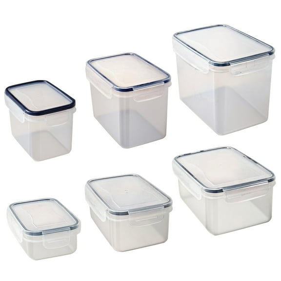 RHKT Rice Container, Large Airtight Food Storage Containers with Lid and Rice Washer, Plastic Canisters Sets for The Kitchen, Pantry Organizers for Flour, Cereal and Cooking,Plastic,6PC