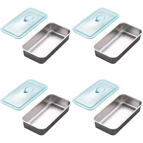 RHKT Stainless Steel Bento Box Extra Large Leak-Proof Lunch Box with Removable Divider BPA Free Dishwasher Safe Food Container for Adults Office,20*10.5*4cm,Stainless Steel,2PC,Box