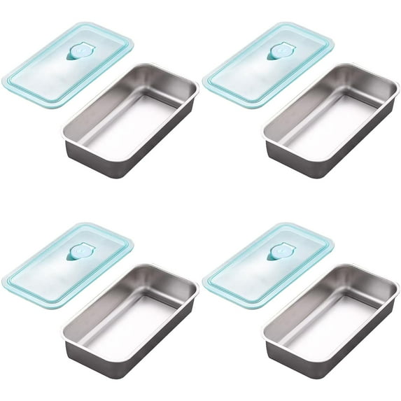 RHKT Stainless Steel Bento Box Extra Large Leak-Proof Lunch Box with Removable Divider BPA Free Dishwasher Safe Food Container for Adults Office,20*10.5*4cm,Stainless Steel,2PC,Box