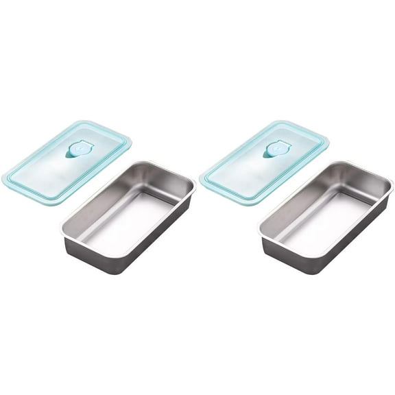 RHKT Stainless Steel Bento Box Extra Large Leak-Proof Lunch Box with Removable Divider BPA Free Dishwasher Safe Food Container for Adults Office,20*10.5*4cm,Stainless Steel,2PC,Box