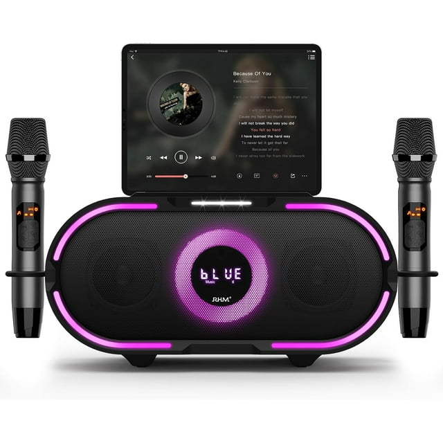 RHM K666PLUS Karaoke Machine with Powerful Sound & RGB Lights, 2