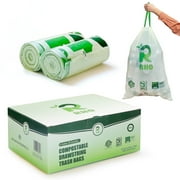 by.RHO Compostable Essentials 13-Gallon Green Drawstring Regular Bathroom Commercial Compost Bags, Unscented, 50 Pack