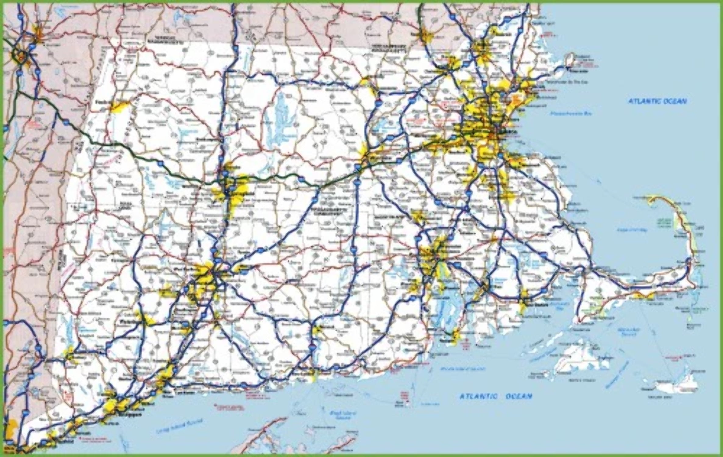 RHODE ISLAND STATE ROAD MAP GLOSSY POSTER PICTURE PHOTO BANNER city