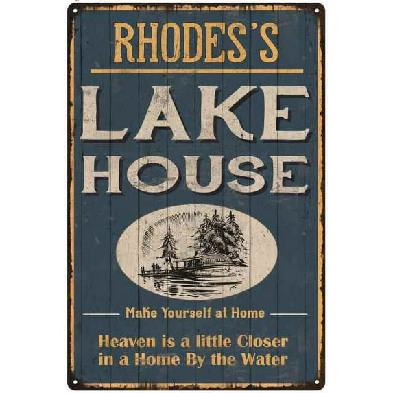 RHODES'S Lake House Blue Cabin Home Decor 12 x 18 Matte Finish Metal 112180038310