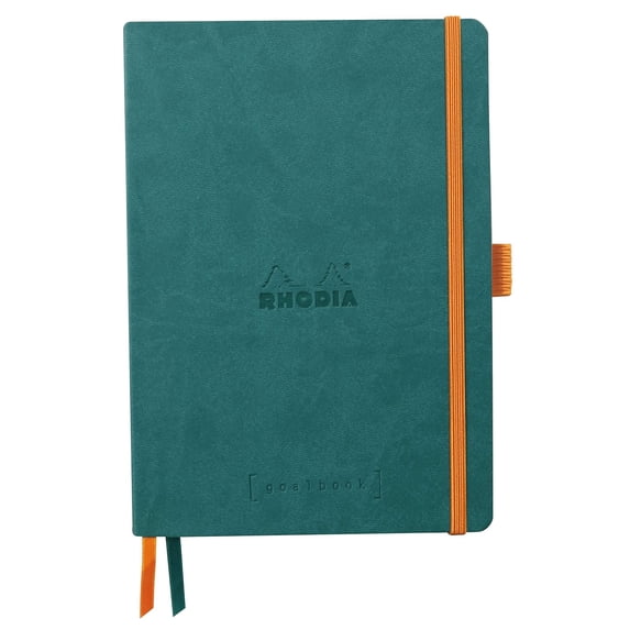 RHODIA 117806C - Soft Notebook Bullet Journal Goalbook Peacock - A5 - Dotted Dot - 240 pages - 90g Ivory Clairefontaine Paper - 2 YANTONG, Elastic Closure - Faux Leather Cover