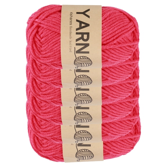 Uxcell 6Pcs Crocheting Yarn, 1.8mm Dark Pink 5 Ply Acrylic Yarn 150g Sport Weight Yarns Bulk Soft and Fluffy Yarns for Knitting DIY Crochet Handicraft Blankets Gift, 328 Yards Total