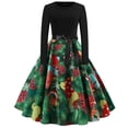 thumbnail image 1 of RHWHOGLL Christmas Dress,Women Vintage Long Sleeve 50s Dresses,Xmas Printed Dress,A-line Retro Cocktail Swing Dress,Elegant O-Neck Christmas Evening Party Prom Dress,Dress for Women S, 1 of 2