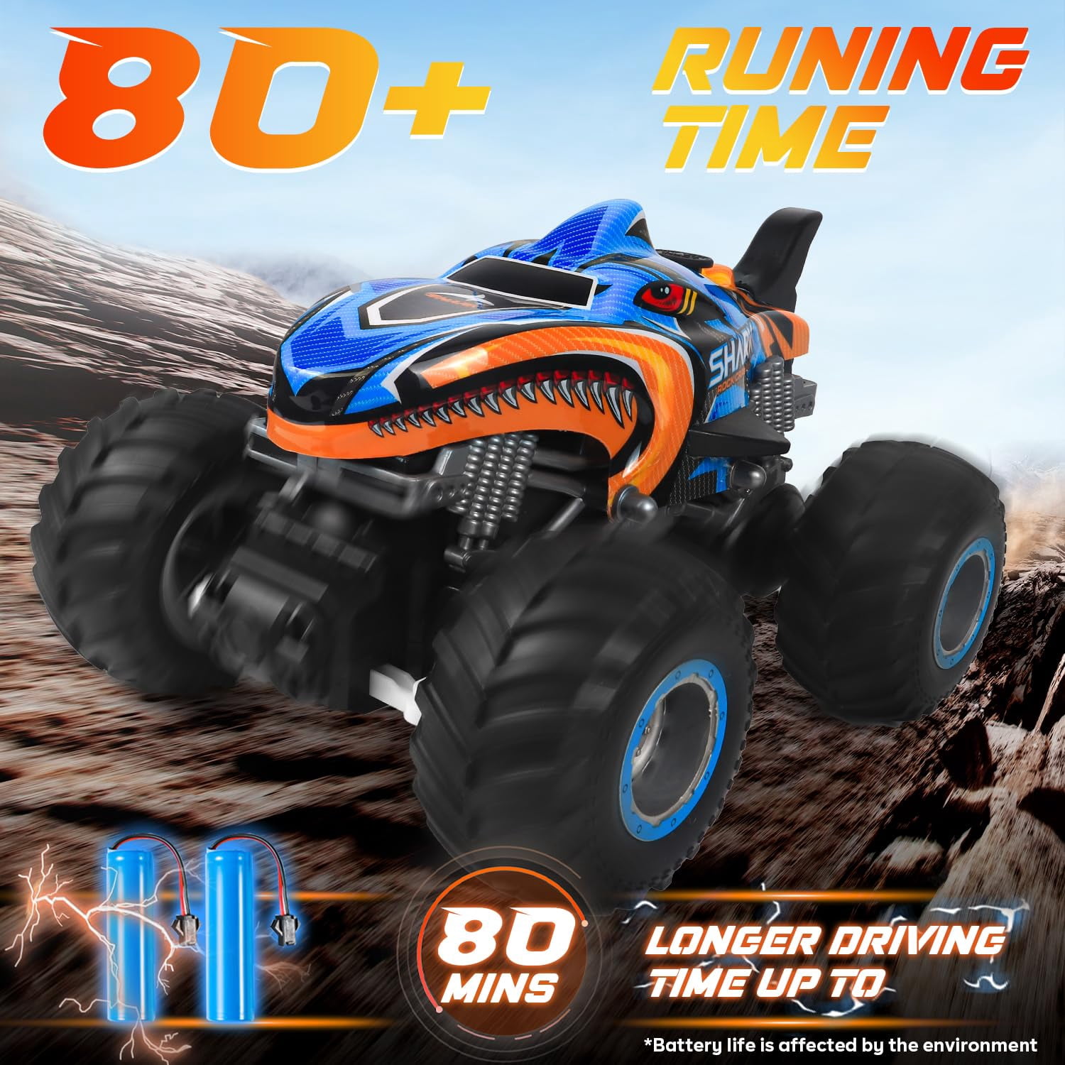 RHYBOR 1:16 Scale All Terrain Spray RC Car Pickup Truck for Boy and Girl 4+ 2.4GHz Remote Control Monster Trucks w/ Cool Mist Spray, Music & 4WD Tires
