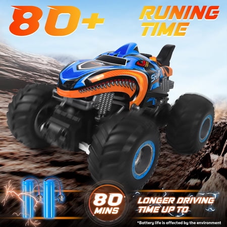 RHYBOR 1:16 Scale All Terrain Spray RC Car Pickup Truck for Boy and Girl 4+ 2.4GHz Remote Control Monster Trucks w/ Cool Mist Spray, Music & 4WD Tires