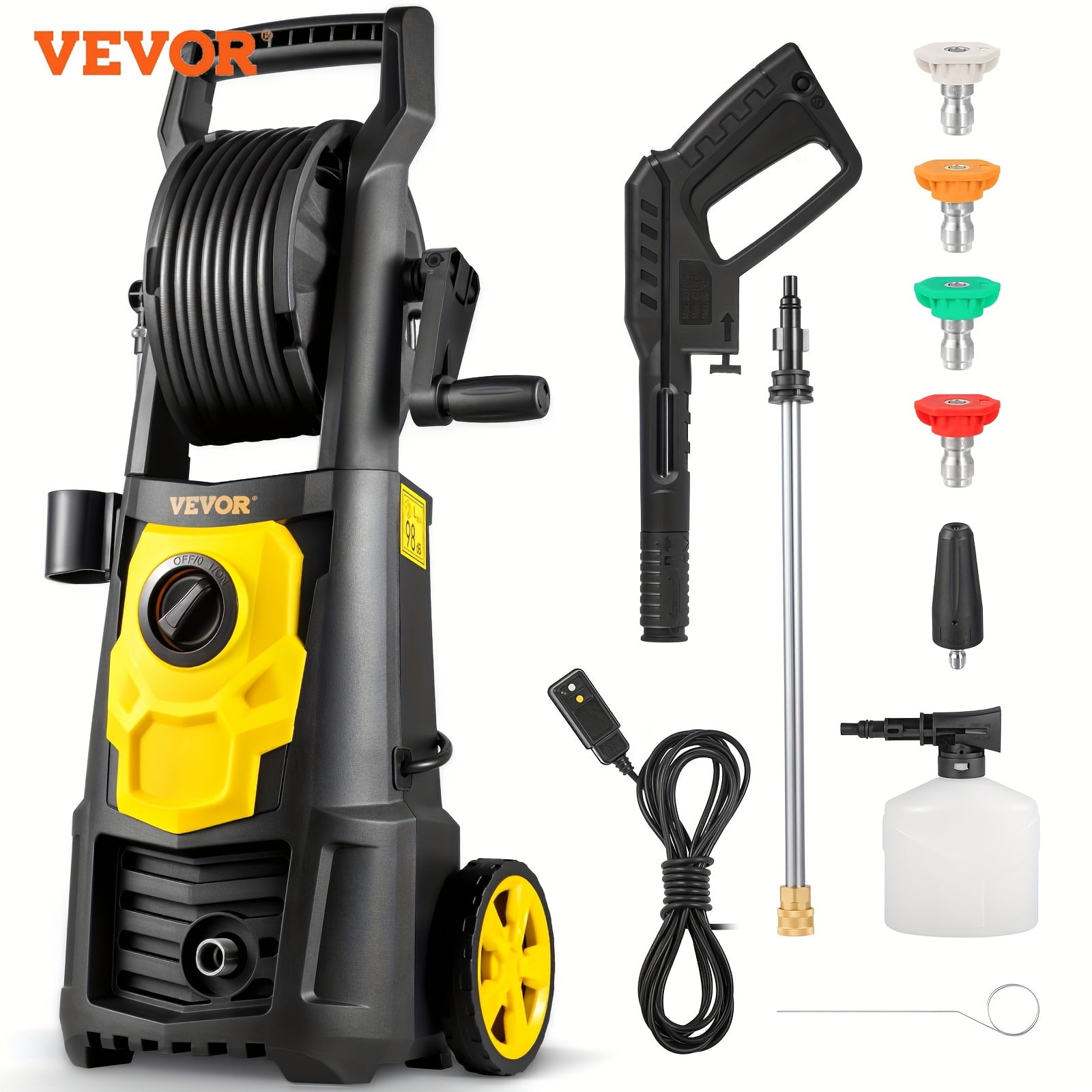 VEVOR 2000 PSI Electric Pressure Washer with Hose Reel and Foam Cannon