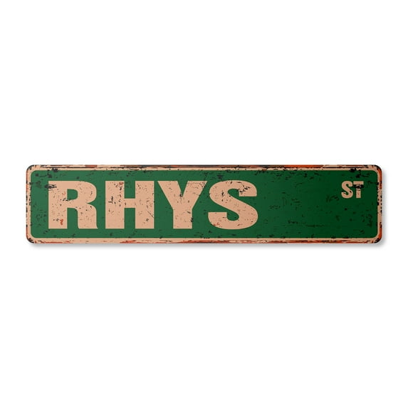 RHYS Vintage Plastic Street Sign Childrens Name Room Sign | Indoor/Outdoor | 36" Wide