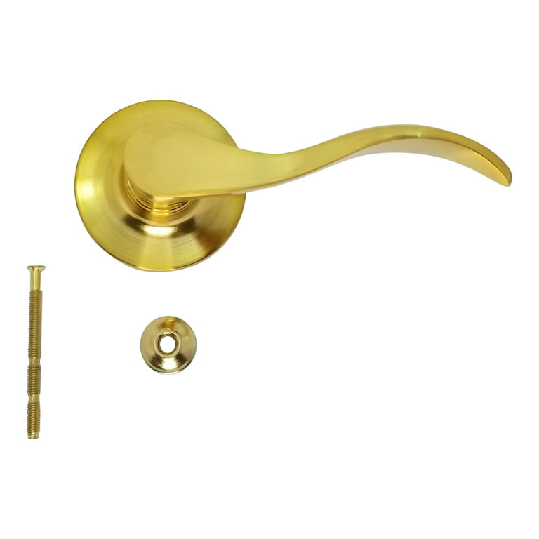 RI-KEY SECURITY - Dummy Closet Door Lock Lever Handle New Wave Style Satin  Satin Brass LH