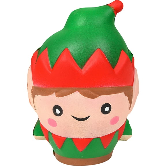 RI Novelty Bundle Christmas Winter North Pole Elf With Brown Hair Squishie Toy Party Favor