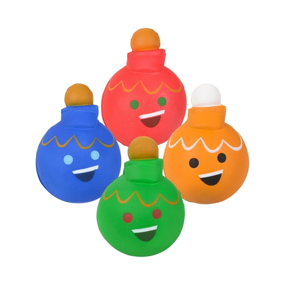RI Novelty Christmas Winter Funny Faces Ornament Squishie Toys 12 Pack
